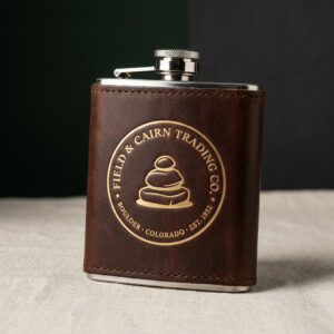 Stainless Hip Flask — Leather Wrap by Field & Cairn Trading Co.