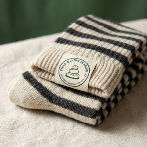 Merino Trail Socks — Natural Stripe by Field & Cairn Trading Co.